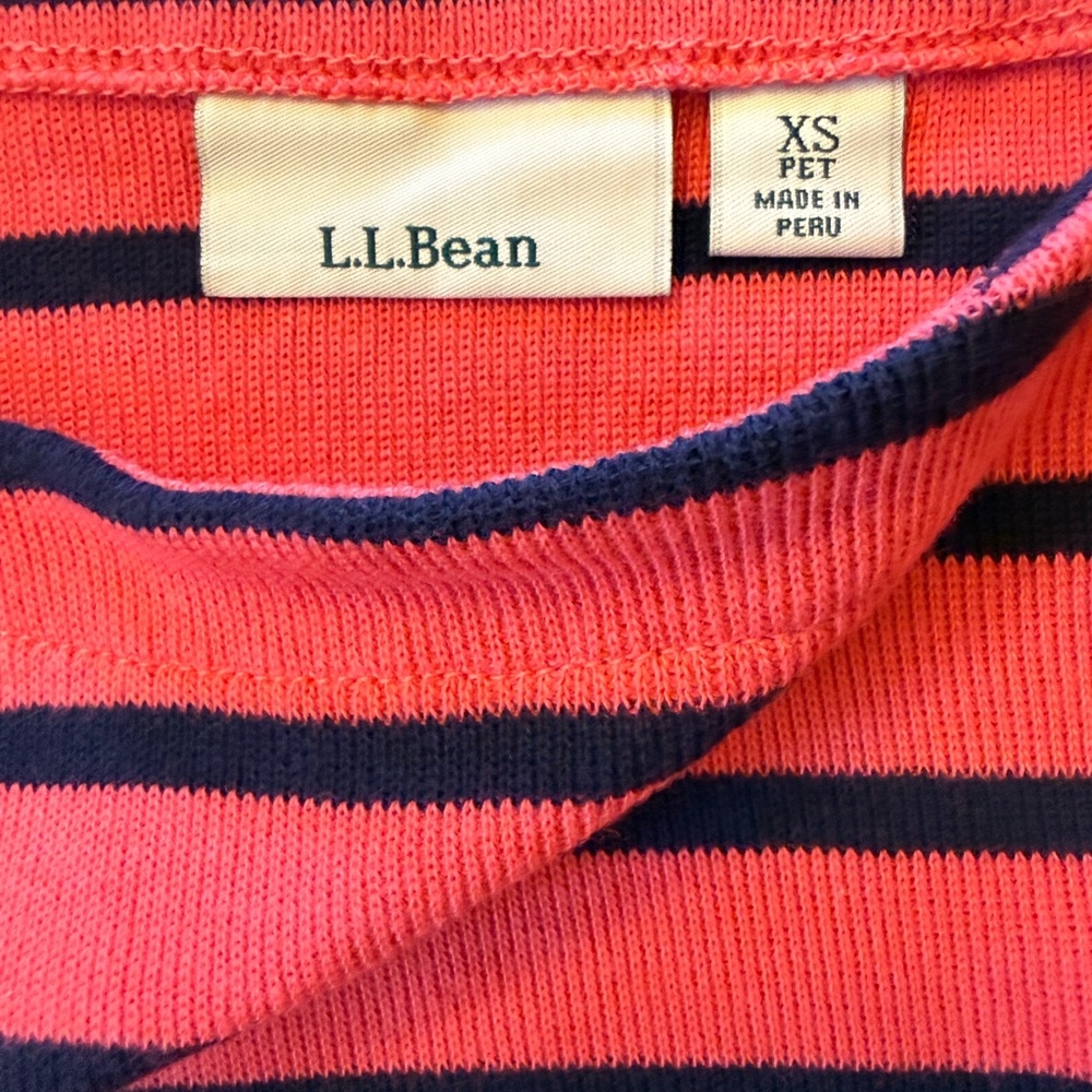 L.L. Bean Coral and Navy Striped Knit Top - Picture 3 of 4